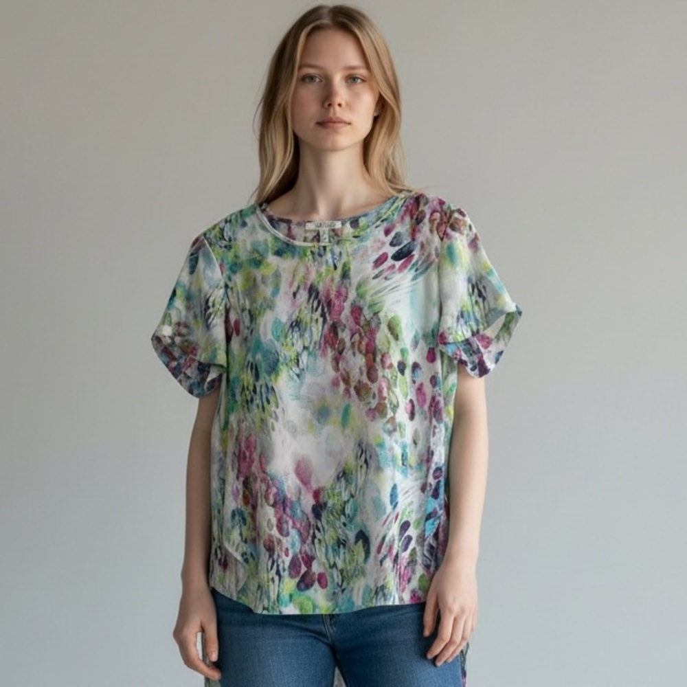 #139 Spense Multicolor Abstract Print Women's Blouse